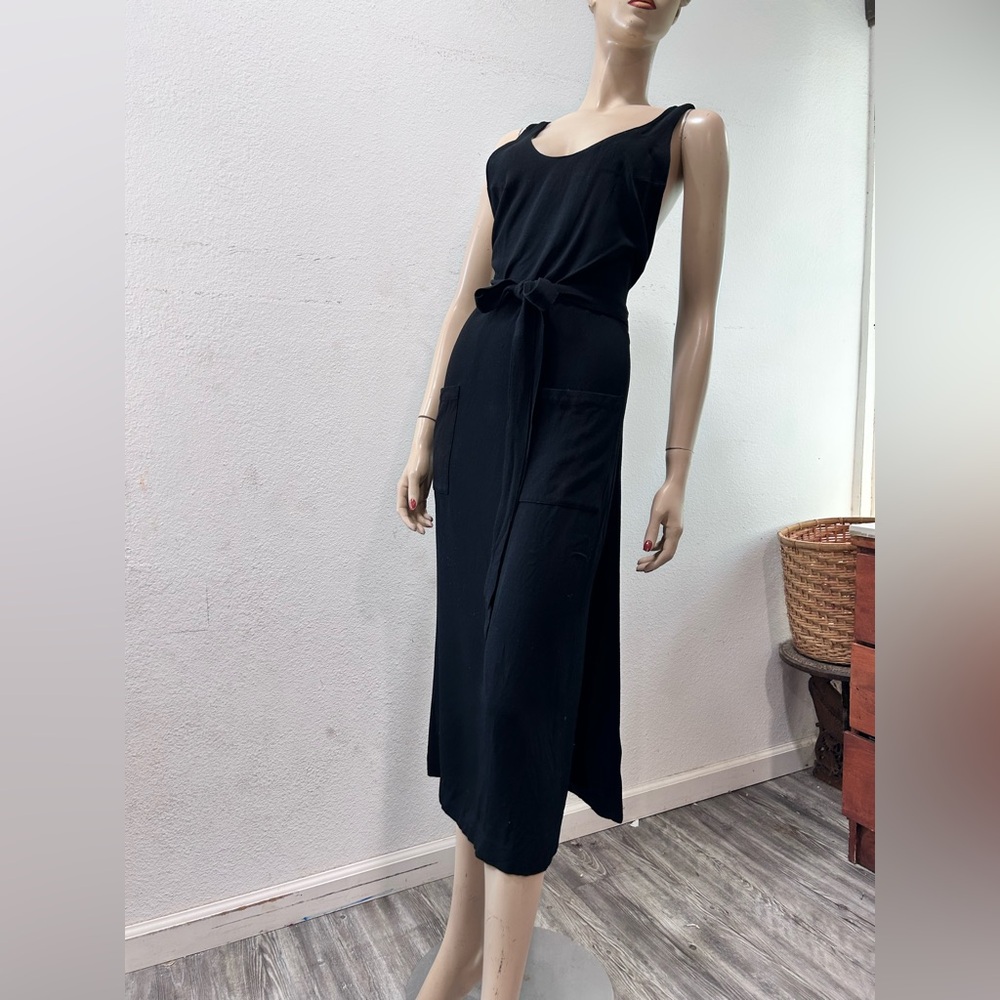 ET. VOUS. Sleeveless Black Tie-Waist Jumpsuit with Front Pockets